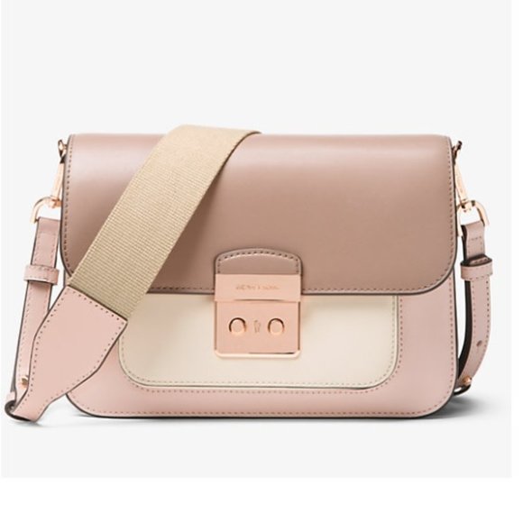 Michael Kors Sloan Editor Large Crossbody Bag Pink/White/Fawn - Rose Gold - Picture 9 of 9